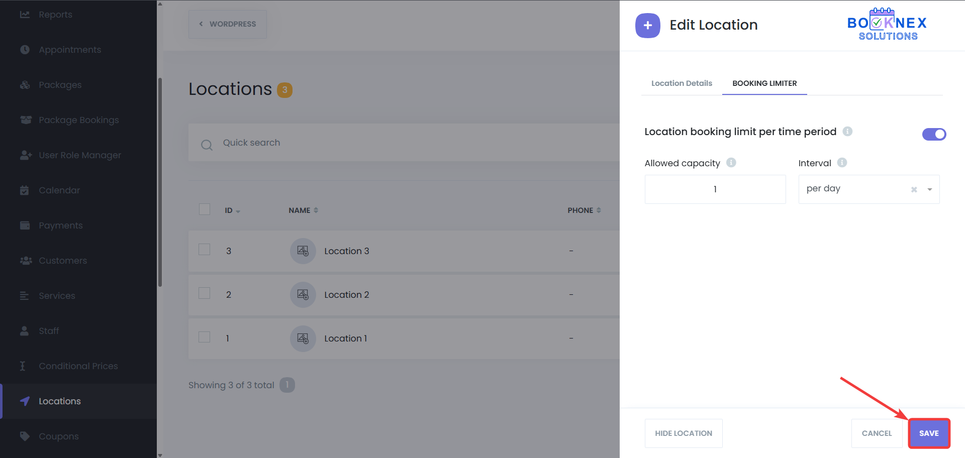 Save Location Limits