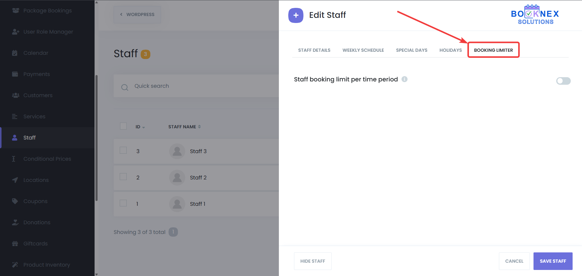 Staff Booking Limiter