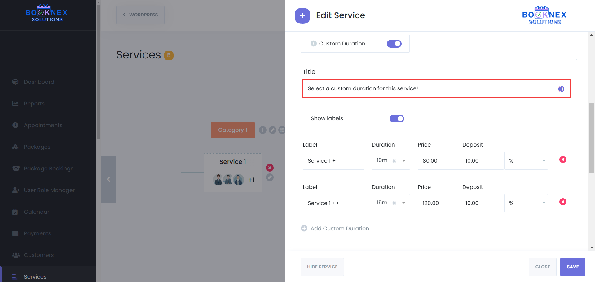 Service Duration Title