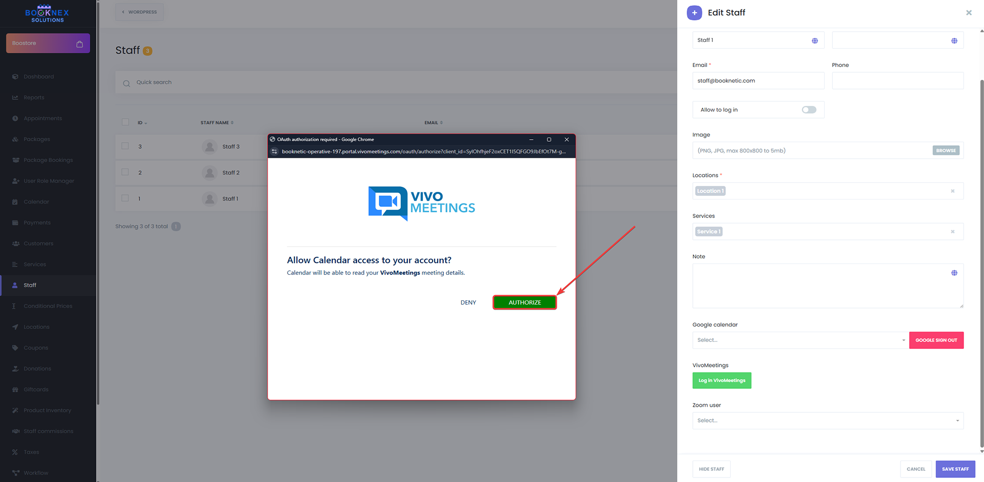 Authorize VivoMeetings